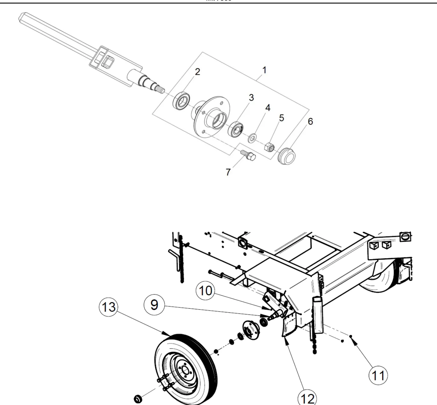 Mix 360 Towing Assembly, exploded view with reference numbers