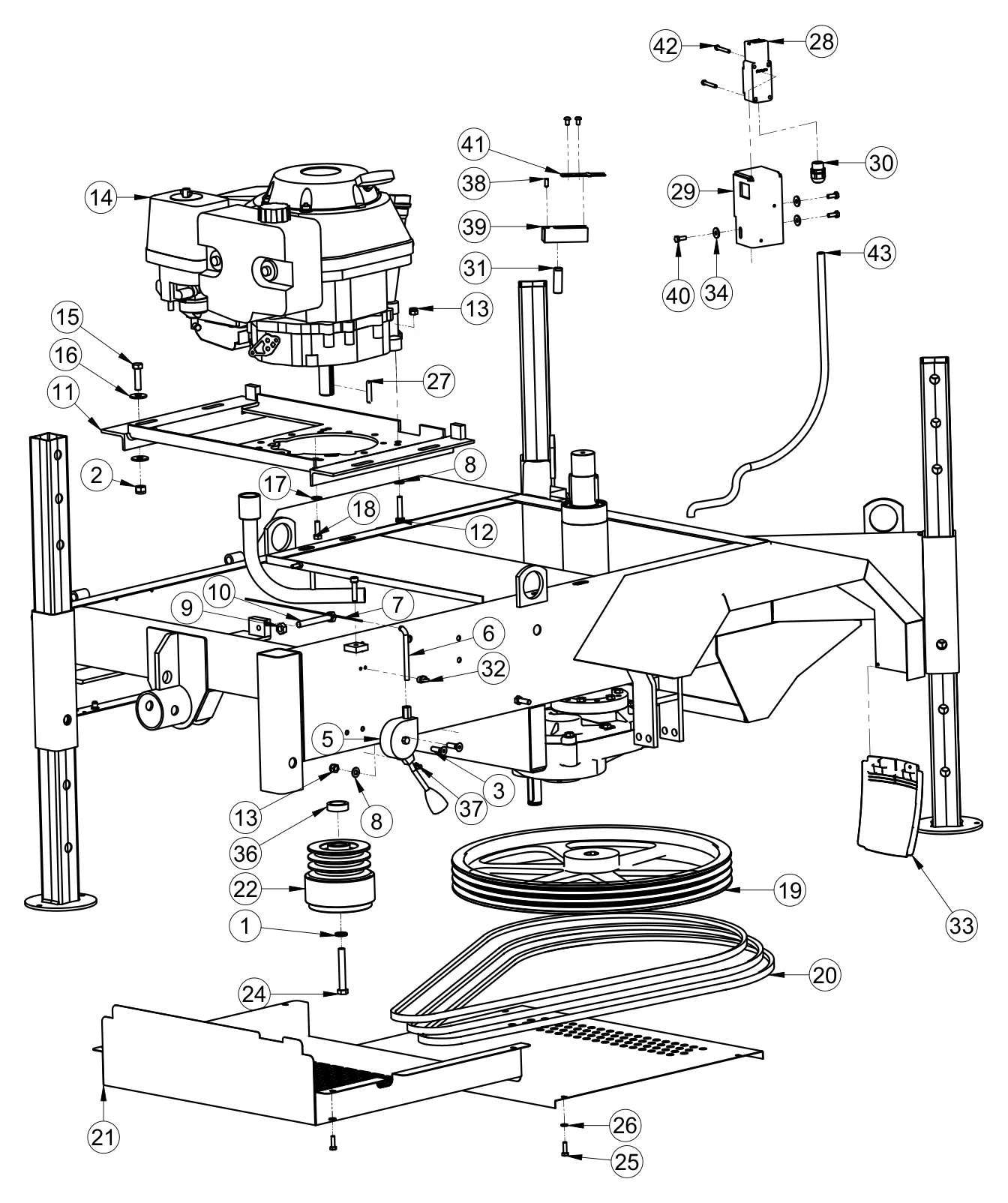 Sheath and ferrule (ref 6) on the IMER Mix 360 Motor Assembly Honda - Hatz drawing