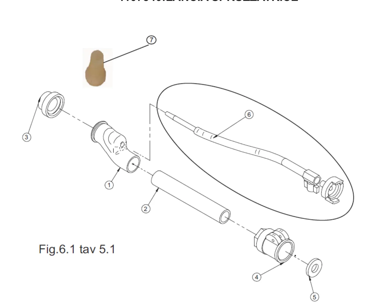 Small 50 Spray Jet (1107540), exploded view with reference numbers