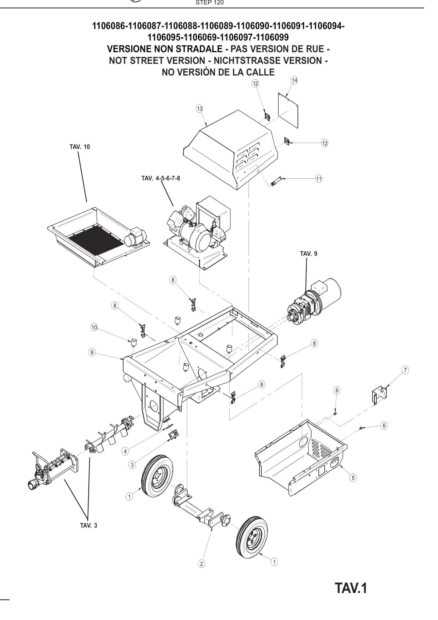 Step-Up 120 Machine Structure, exploded view with reference numbers