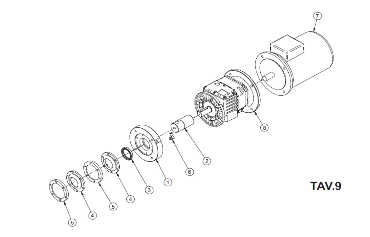 Step-Up 120 Gearmotor, exploded view with reference numbers