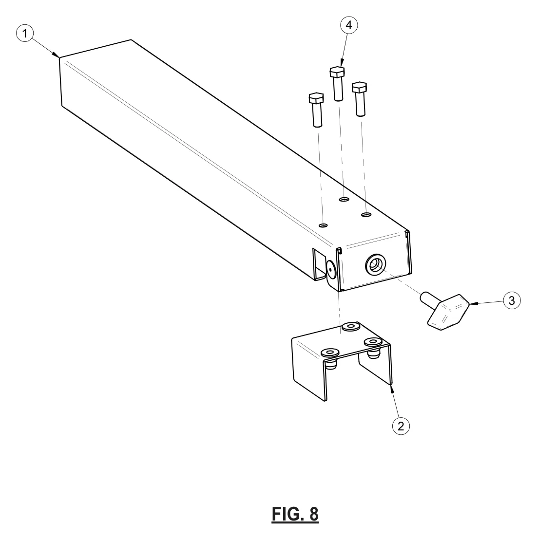 Stop (ref 1) on the IMER Combicut 250/1000 VA Rip Guide drawing