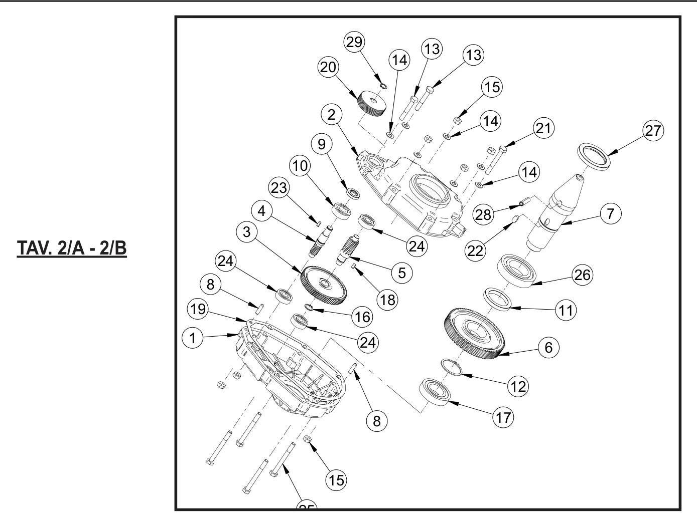 Gear box spacer (ref 11) on the IMER Syntesi 190 EL Gear Box (Syntesi 190-250) drawing
