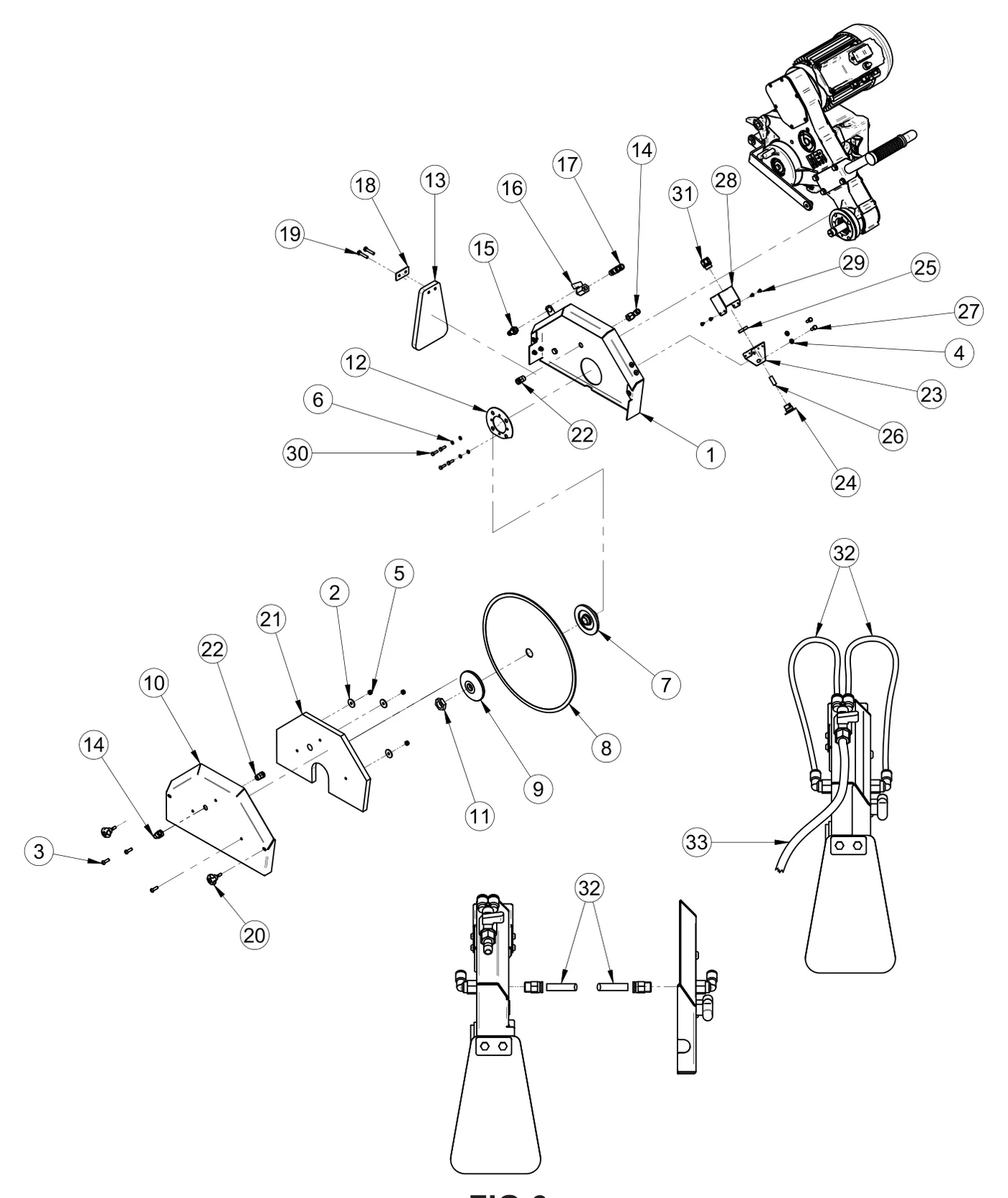 Inner flange (ref 7) on the IMER Combicut 350 iPower Disc Guard And Motor Assembly drawing