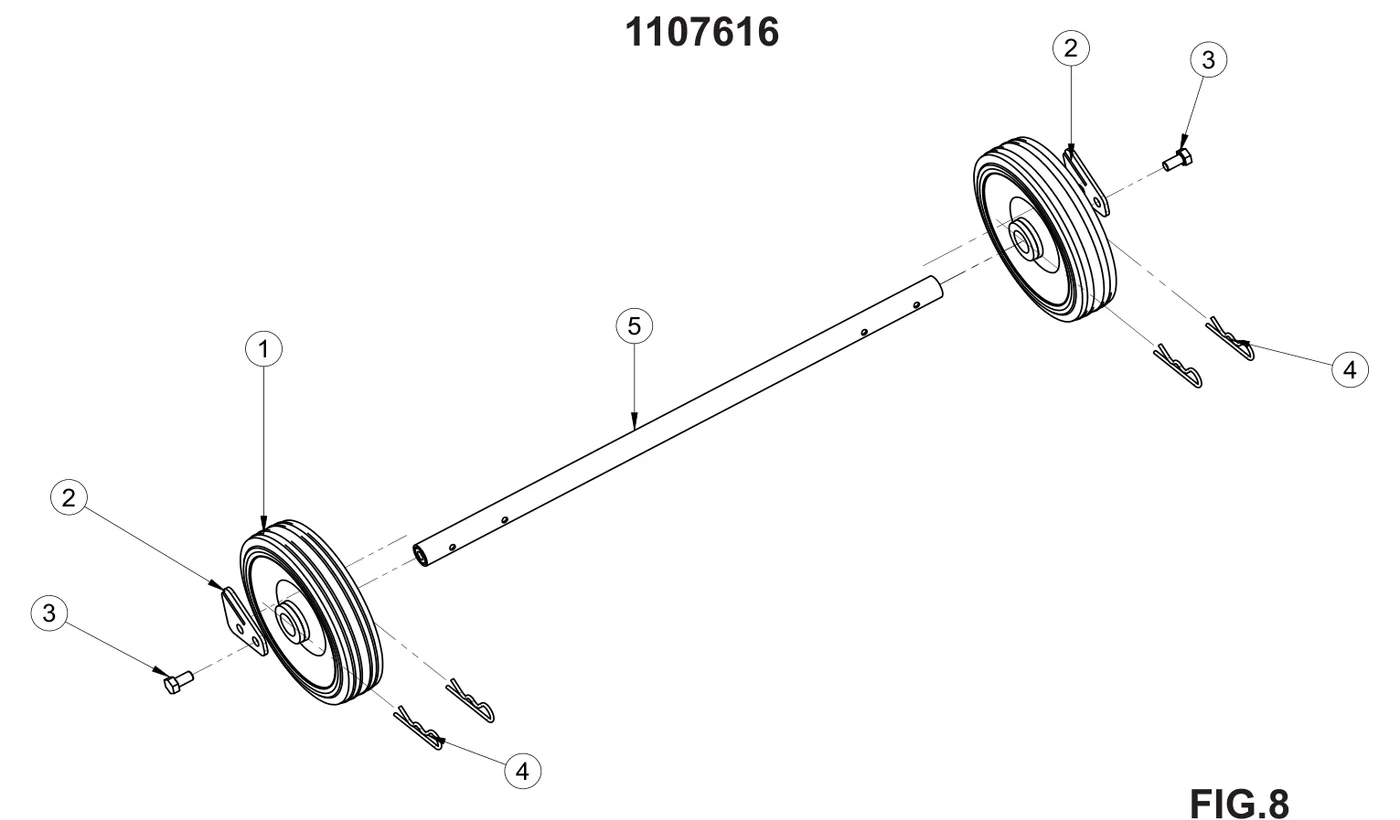 Axle (ref 5) on the IMER Combicut 350 iPower Oversize Wheel Kit (1107616) drawing
