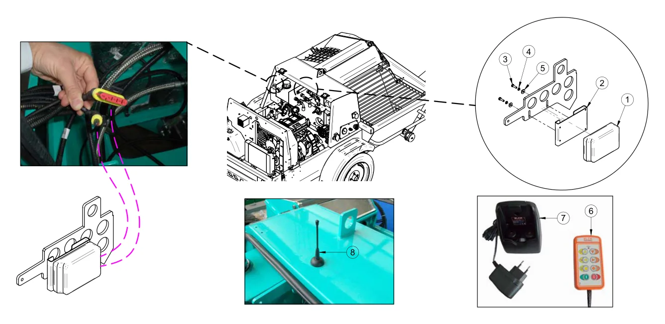 Prestige 300 Radio Remote Control Kit (1107001), exploded view with reference numbers
