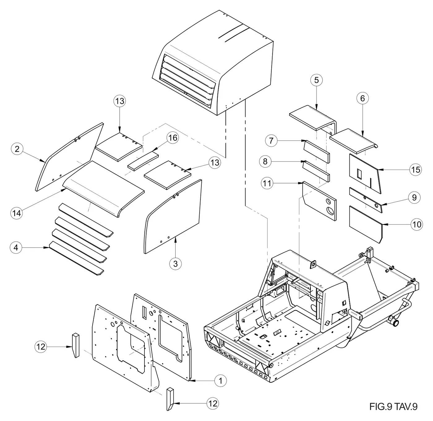 Sound-absorbent panel NO.2 (ref 2) on the IMER Prestige 300 Hood drawing