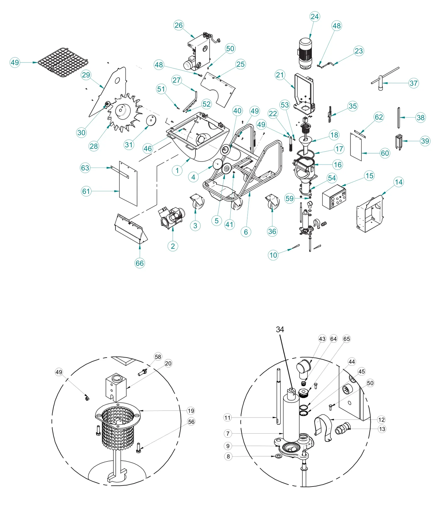 Rubber wheel D.200 (ref 3) on the IMER Koine 35 Machine Structure drawing