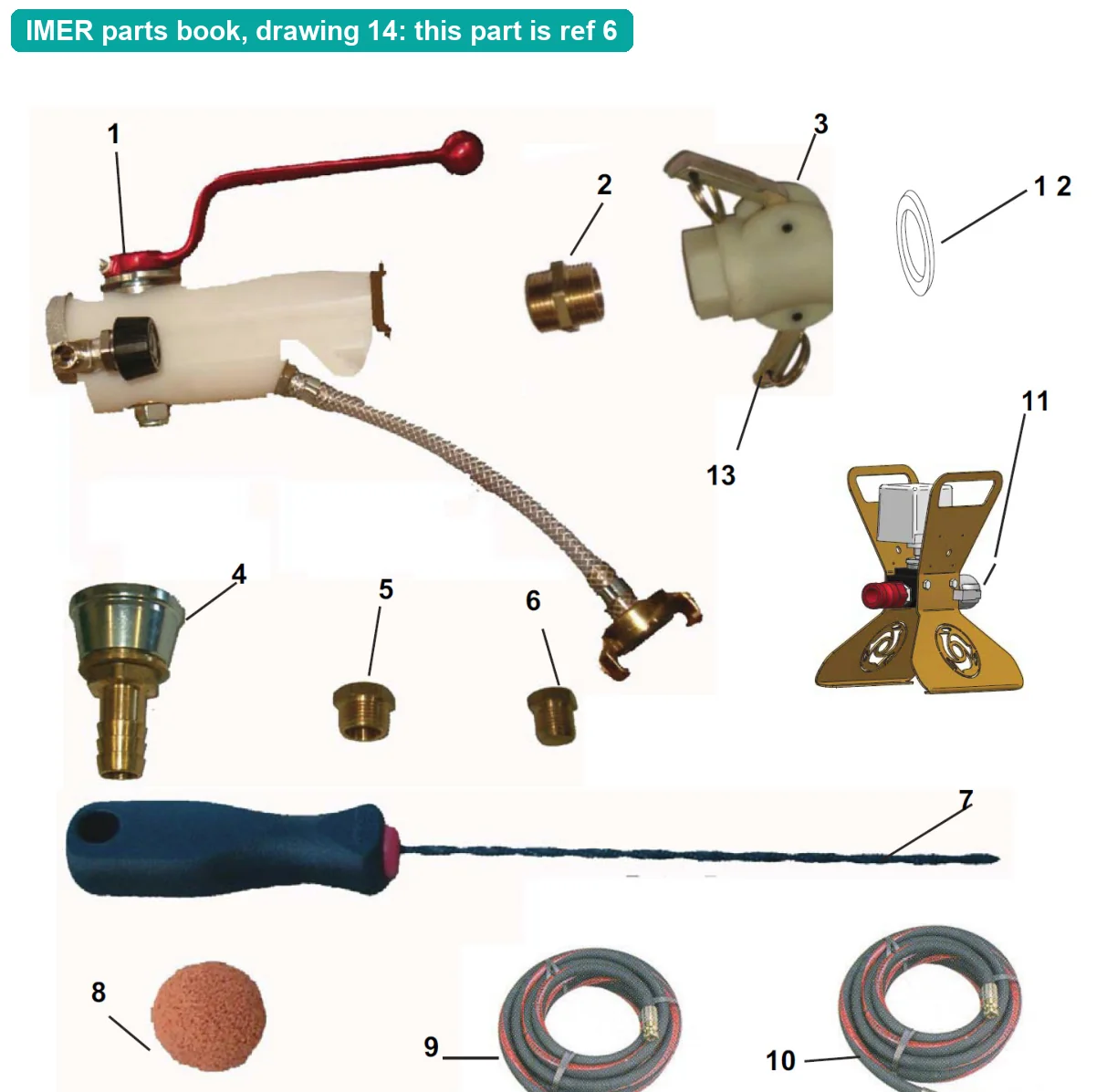 Threaded Plug M 1/4" for IMER Small 50 (IMER parts book drawing 14, ref 6)