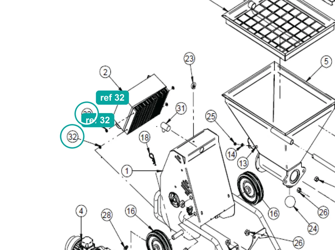 Screw TCEI M10×25 (ref 32) highlighted on the IMER Small 50 parts diagram, Machine Structure – part 1222270