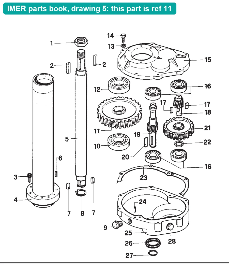 Gear for IMER Mix 360 (IMER parts book drawing 5, ref 11)