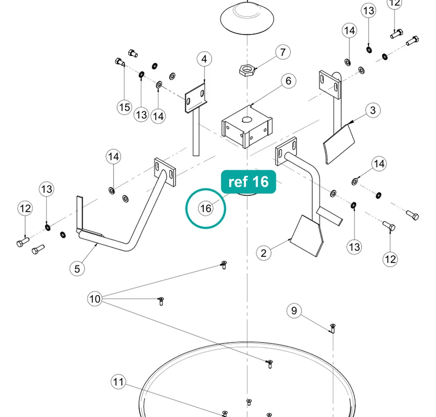 Oil seal ring 100×80×10 (ref 16) highlighted on the IMER Step-Up 120 parts diagram, Mixer - Tank And Paddles – part 2207750