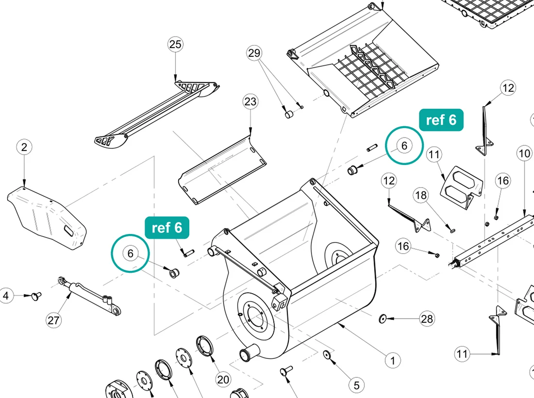 Bushing (ref 6) highlighted on the IMER Prestige 300 parts diagram, Mixing Machine – part 2209400