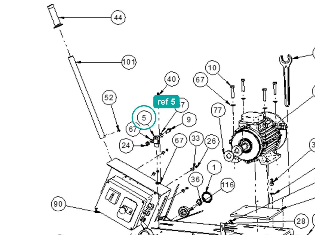 Fork 1676 M12×62 z (ref 5) highlighted on the IMER Masonry 750 Plus parts diagram, Machine Structure (Cutting Head and Motor) – part 2213840