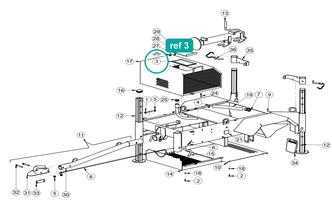Gasket (ref 3) highlighted on the IMER Mix 360 parts diagram, Frame Assembly – part 2216277