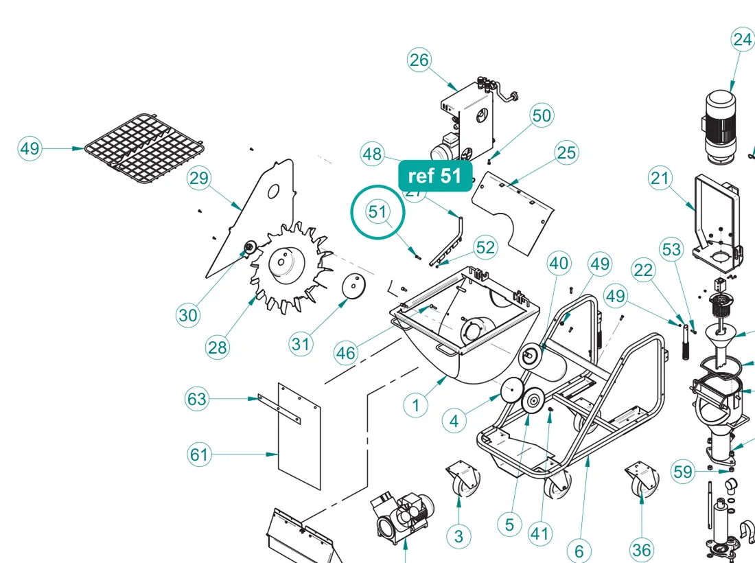 Hex head screw 8.8 5737 10×50 z, ref 51, on the IMER Koine 35 drawing