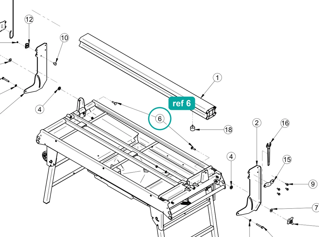 Screw TTCQ 10×40 (ref 6) highlighted on the IMER Combicut 350 iPower parts diagram, Arm Assembly – part 2222480