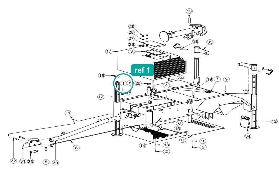 Bolt 5931 M12×80 (ref 1) highlighted on the IMER Mix 360 parts diagram, Frame Assembly – part 2222566