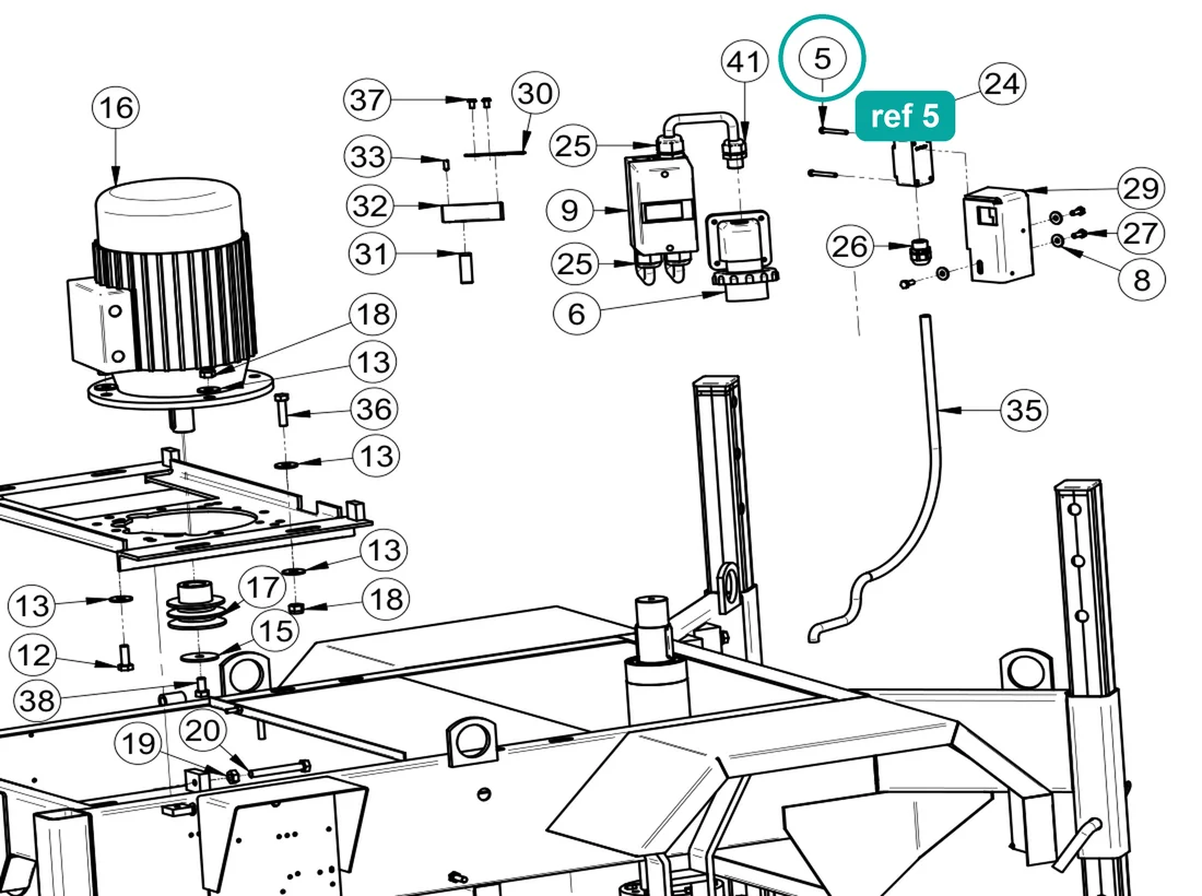 Bolt (ref 5) highlighted on the IMER Mix 360 parts diagram, Motor Assembly 400V 50Hz – part 2222581