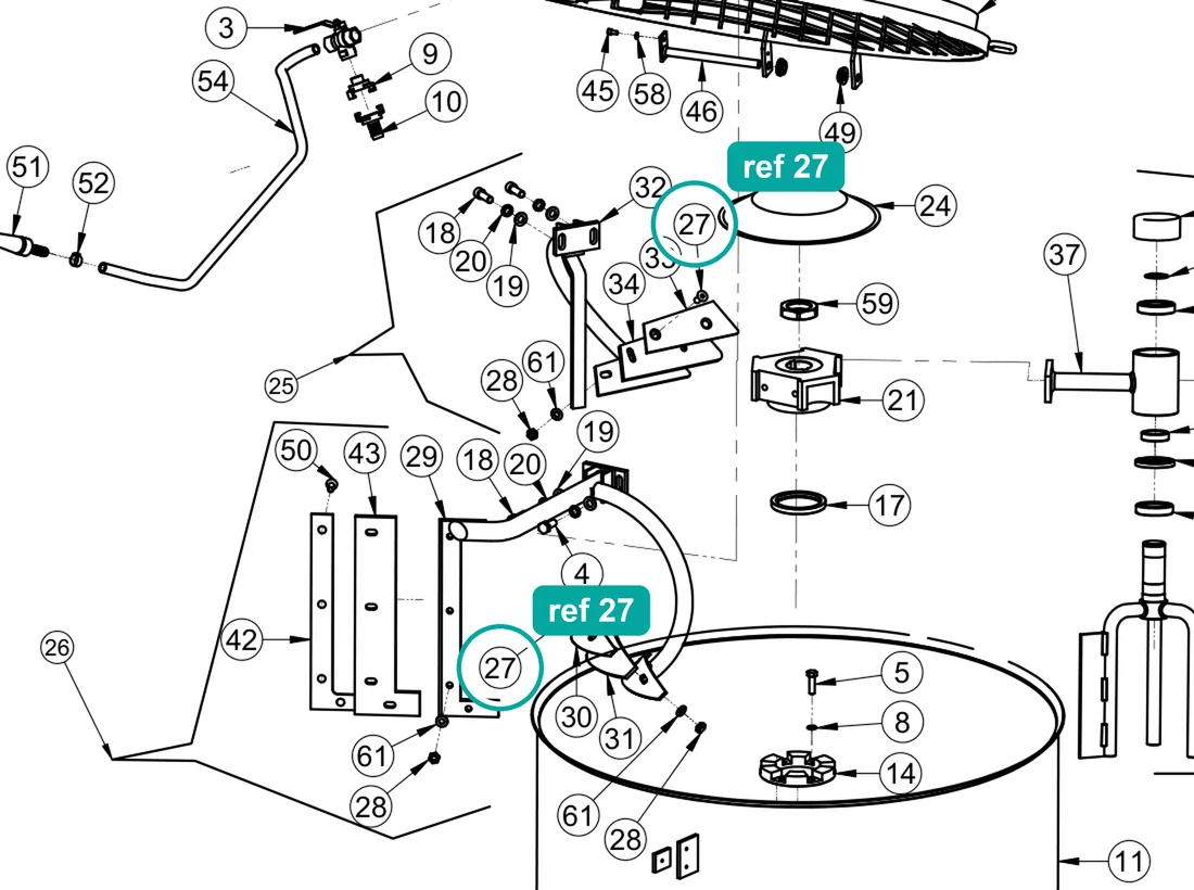 Bolt UNI 5933 M10x15 for IMER Mix 360 — IMER parts diagram, ref 27