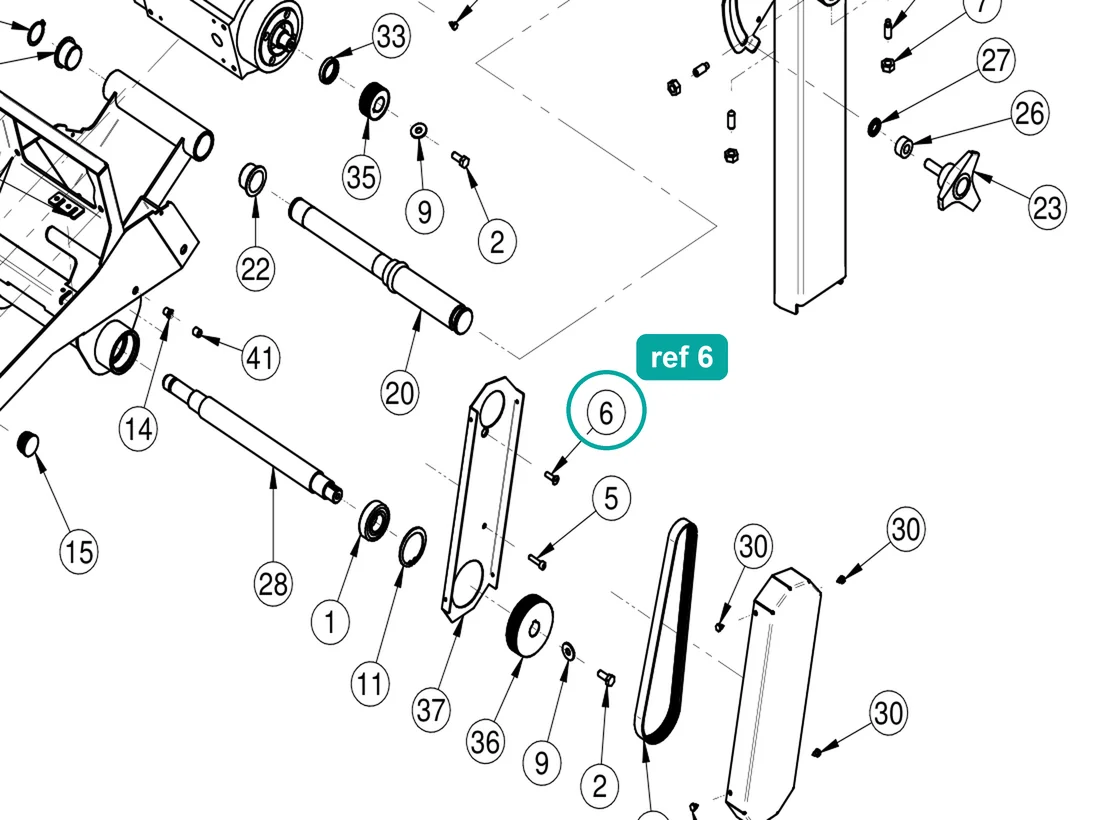 Screw TSPEI M6×20 5933 (ref 6) highlighted on the IMER Masonry 350 Smart Cut parts diagram, Arm Assembly – part 2222607