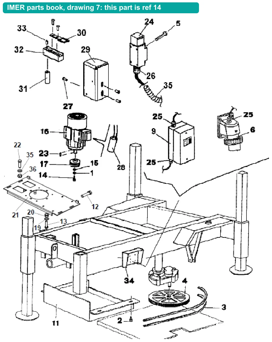 Screw for IMER Mix 750 (IMER parts book drawing 7, ref 14)