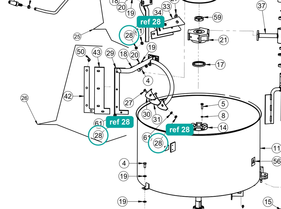 Nut for IMER Mix 360 and Mix 750 — IMER parts diagram, ref 28