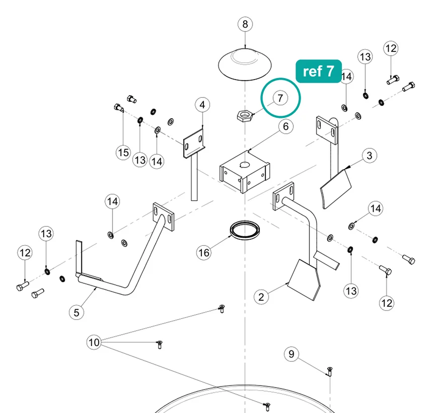 Nut 5589 M30×2 (ref 7) highlighted on the IMER Step-Up 120 parts diagram, Mixer - Tank And Paddles – part 2223836