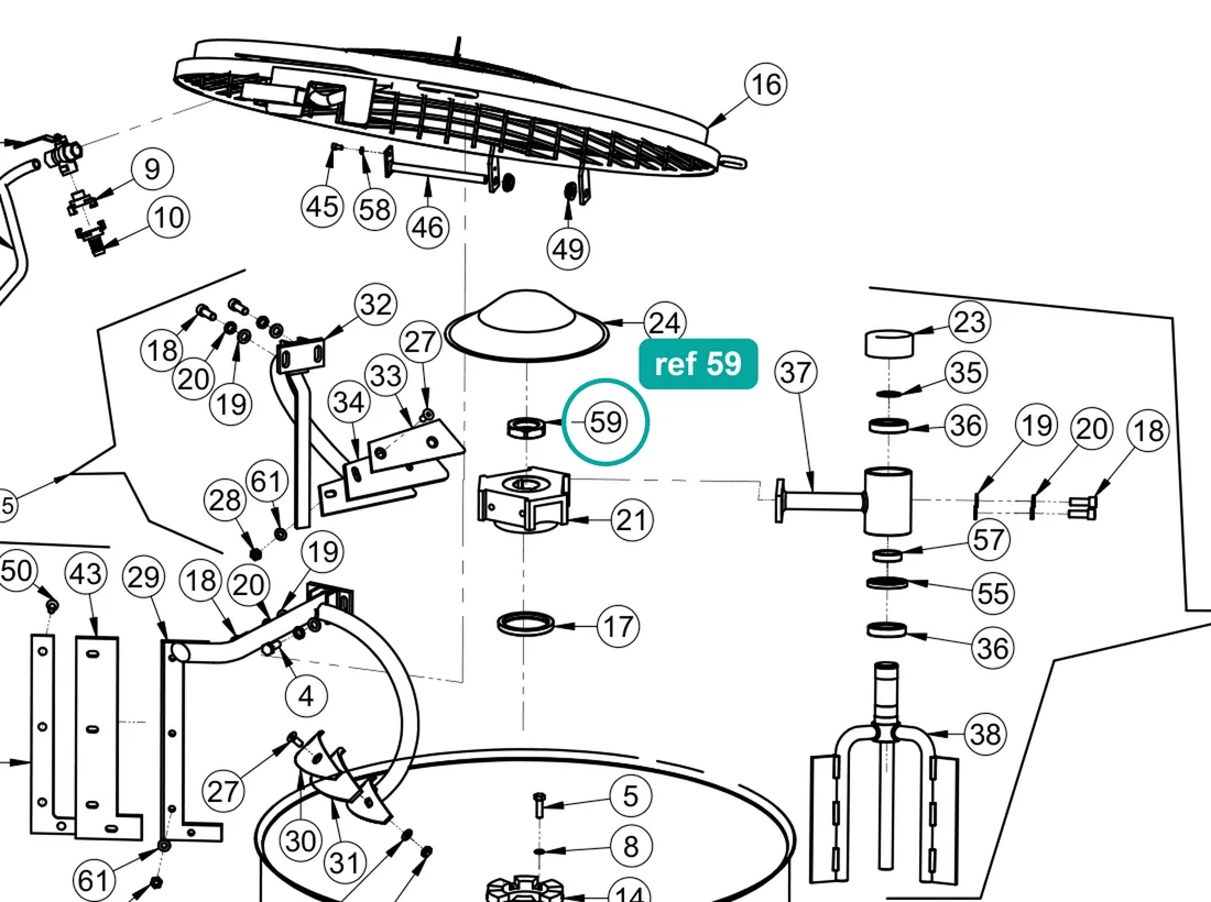 Nut UNI 5589 M8 for IMER Mix 360 — IMER parts diagram, ref 59