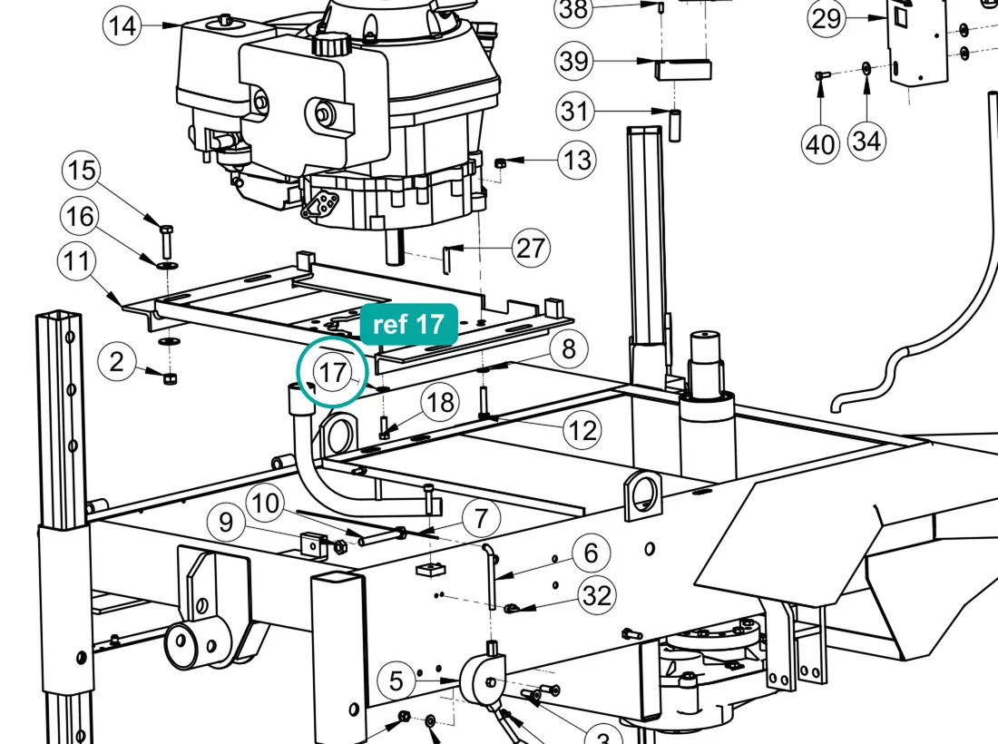 Washer DEV C72 Ø8 z (ref 17) highlighted on the IMER Mix 360 parts diagram, Motor Assembly Honda - Hatz – part 2224940