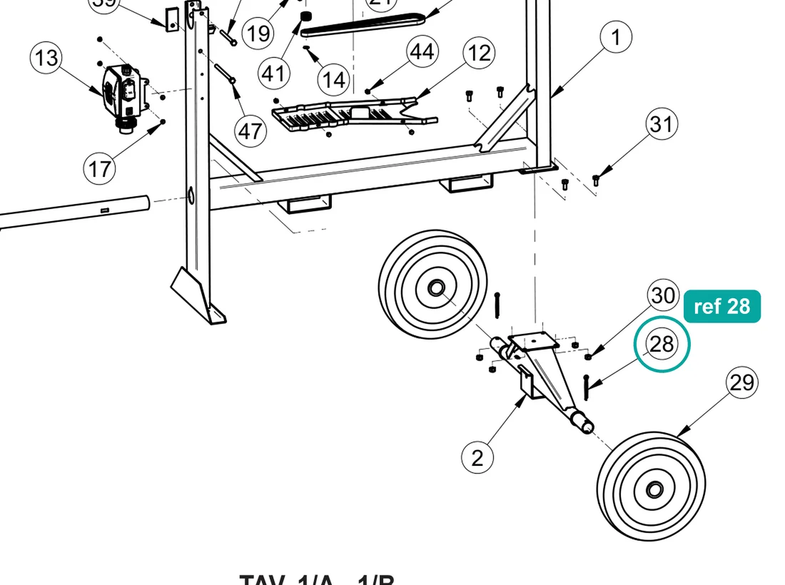 Split Pin D. 8x63 for IMER Equipment — IMER parts diagram, ref 28