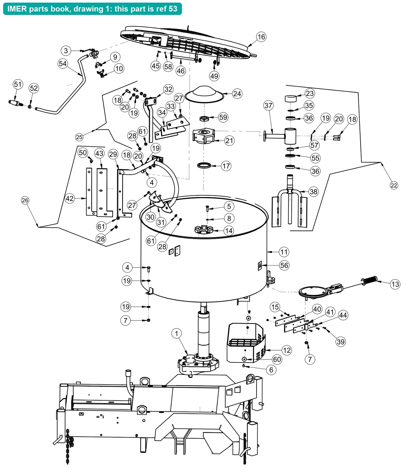 Hose Connector for IMER Mix 360 (IMER parts book drawing 1, ref 53)