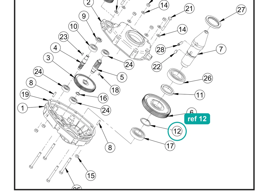 Stop ring e 55 (ref 12) highlighted on an IMER parts-book drawing – part 2227207