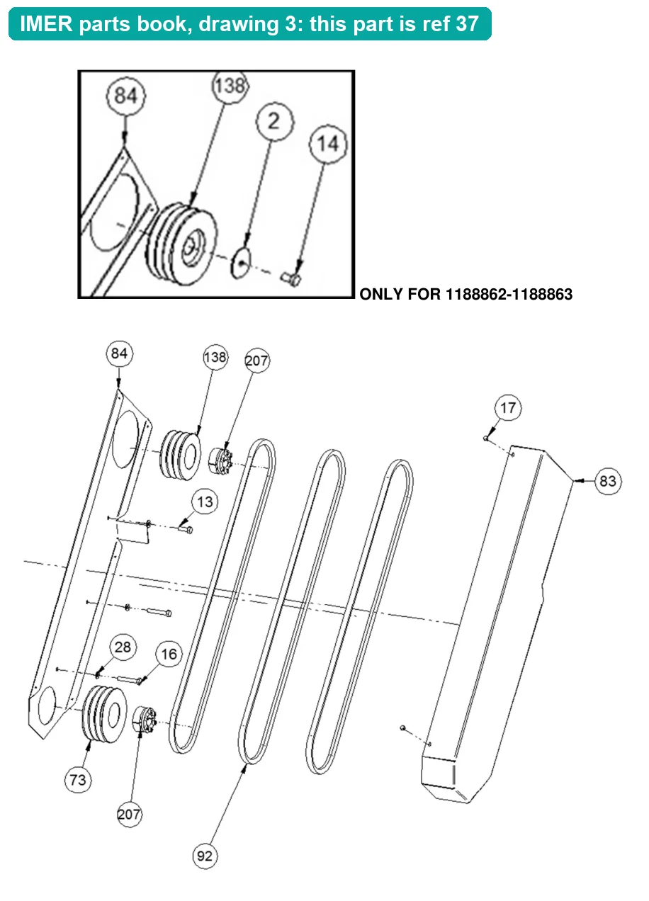Oil Seal Ring 3653 E/28 for IMER Masonry 750 Plus (IMER parts book drawing 3, ref 37)