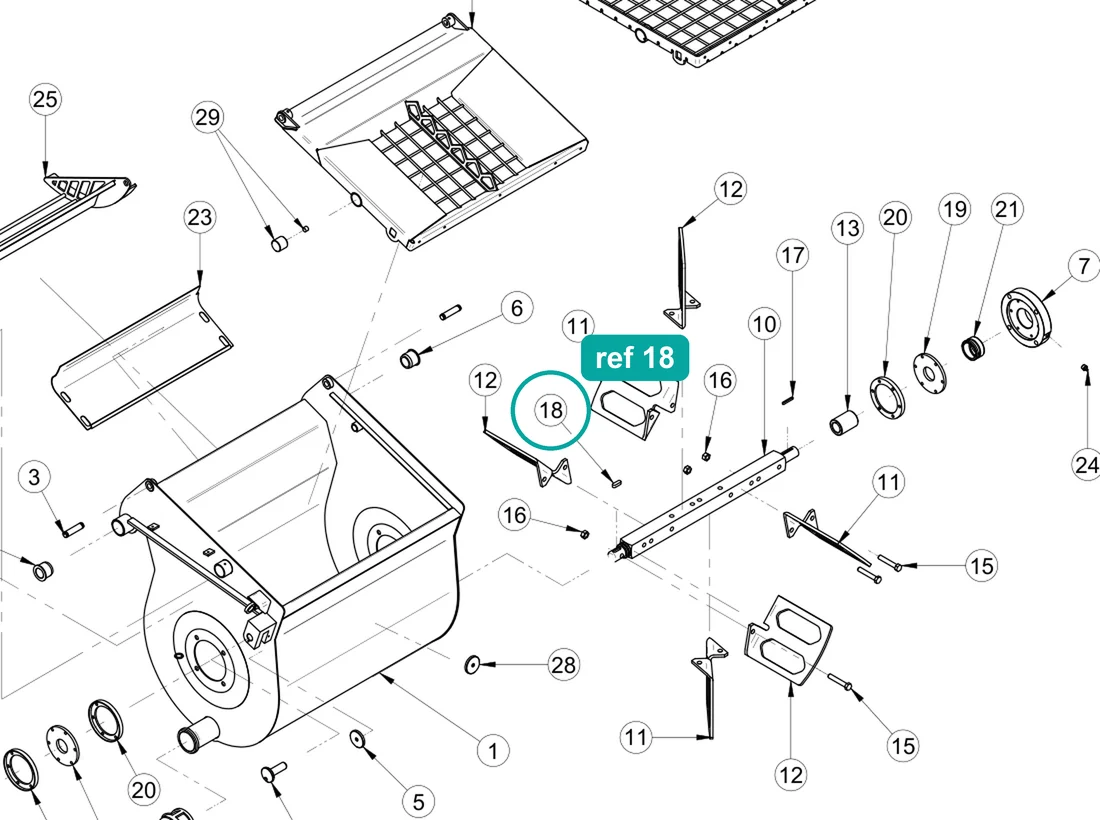 Key 10×8×30 (ref 18) highlighted on the IMER Prestige 300 parts diagram, Mixing Machine – part 2229549