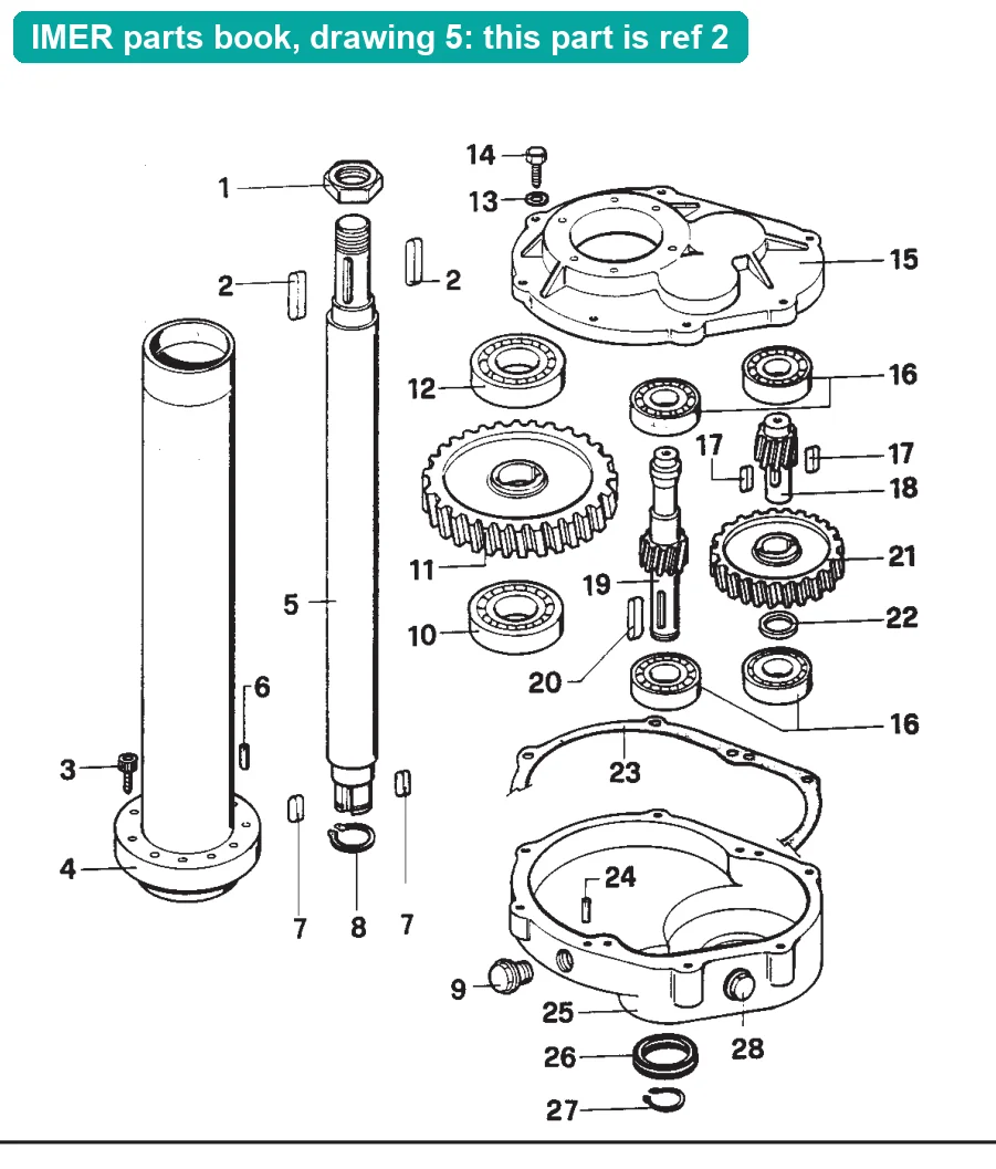 Key 10x8x50 for IMER Mix 360 (IMER parts book drawing 5, ref 2)