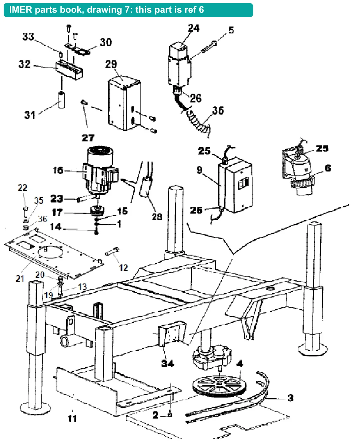 Plug for IMER Mix 750 (IMER parts book drawing 7, ref 6)