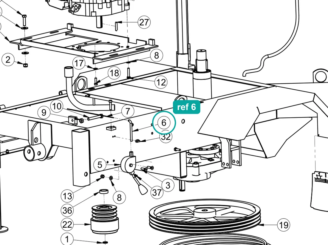 Sheath and ferrule (ref 6) highlighted on the IMER Mix 360 parts diagram, Motor Assembly Honda - Hatz – part 2284398