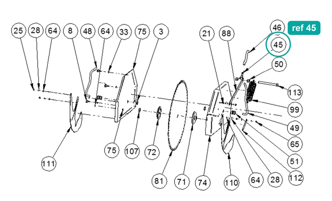 Y Fitting for IMER Masonry 750 Plus — IMER parts diagram, ref 45
