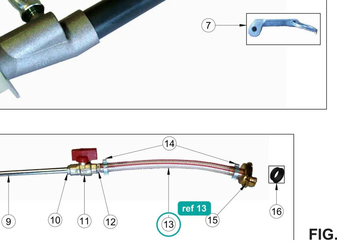Anti-freeze hose, ref 13, on the IMER Koine 4 drawing