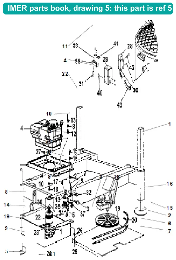 Cap for IMER Mix 750 (IMER parts book drawing 5, ref 5)