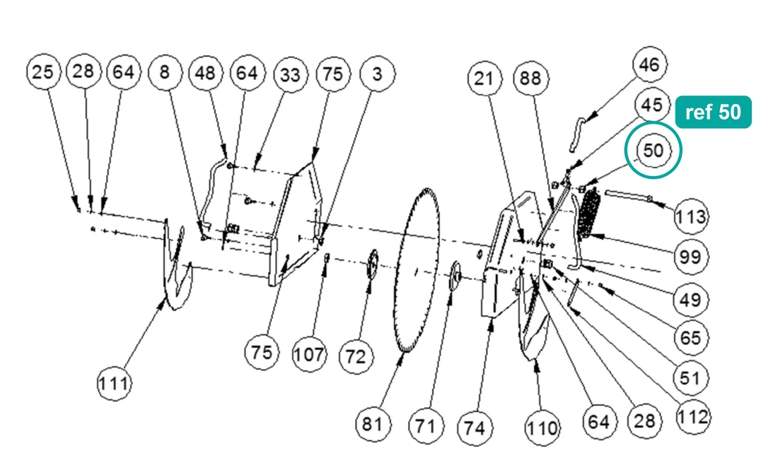 Nut 5589 M18 (ref 50) highlighted on the IMER Masonry 750 Plus parts diagram, Machine Structure (Disc Guard and Cooling) – part 3201163