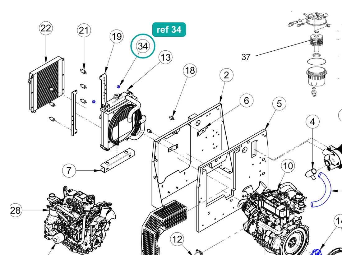 Spacer, ref 34, on the IMER Booster 15 drawing