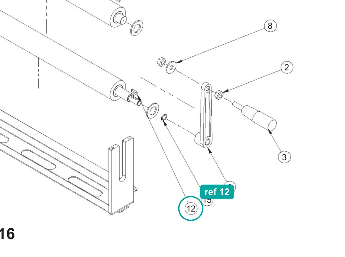 Shaft key 5×5×20 (ref 12) highlighted on the IMER Small 50 parts diagram, Bag Crusher (1107511) – part 3203117