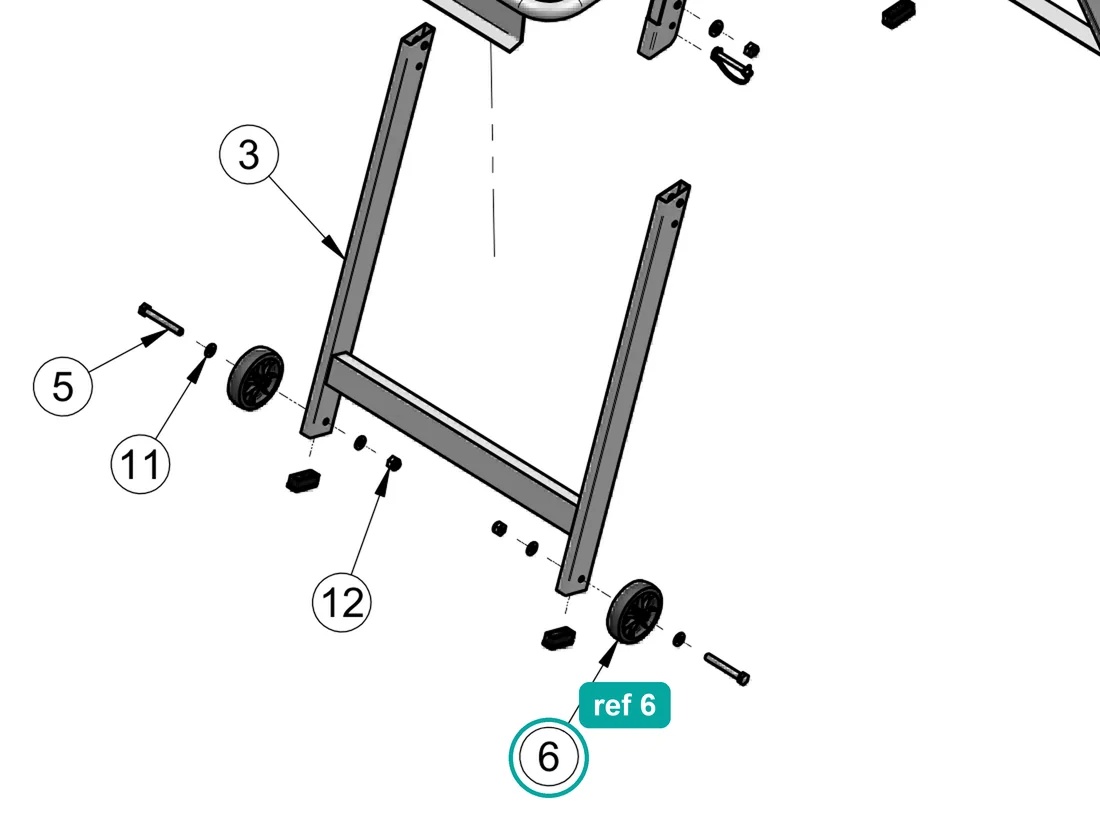 Wheel (ref 6) highlighted on an IMER parts-book drawing – part 3205257