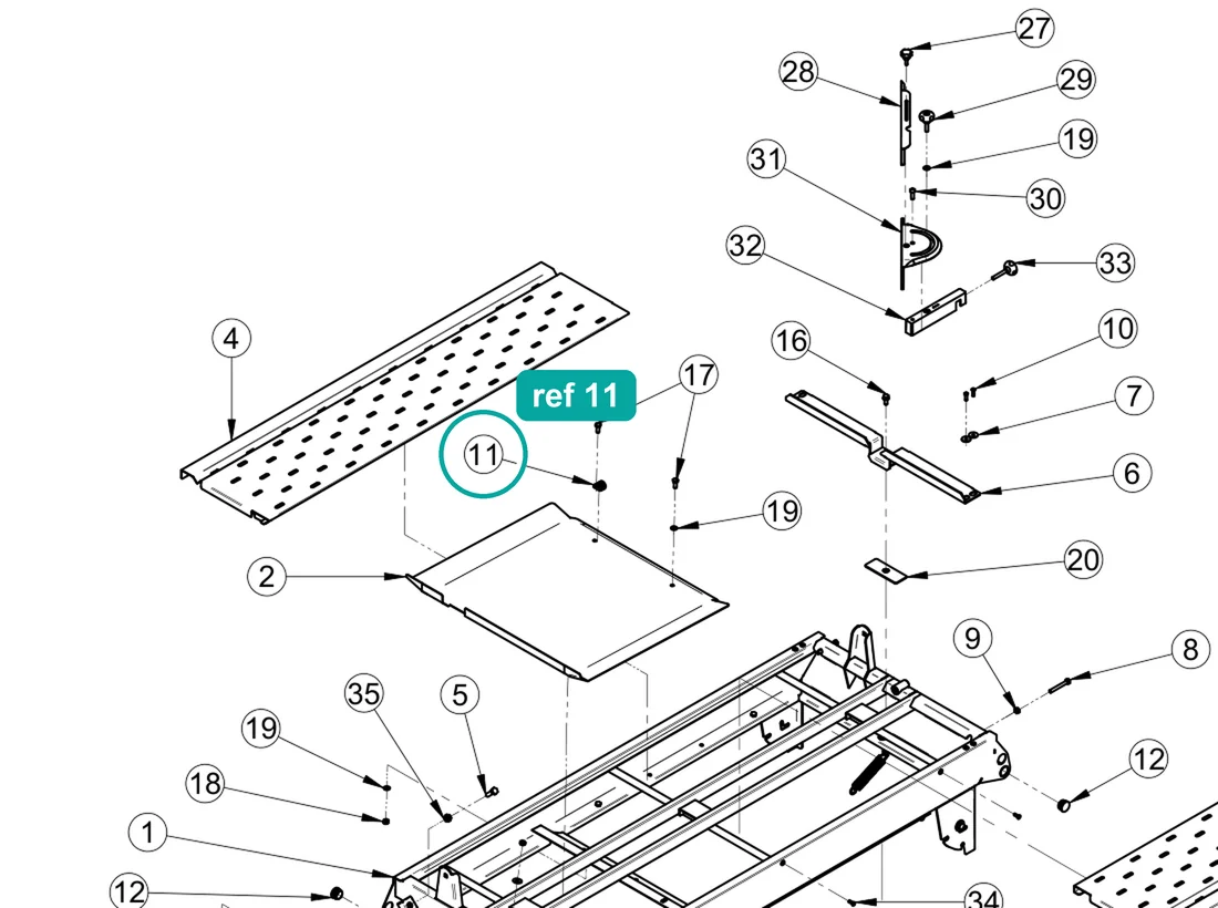 Clamp (ref 11) highlighted on the IMER Combicut 350 iPower parts diagram, Machine Structure – part 3205491