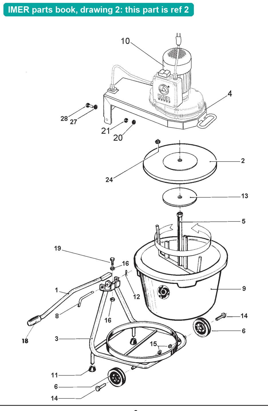 Cover for IMER Mix 60 Plus (IMER parts book drawing 2, ref 2)