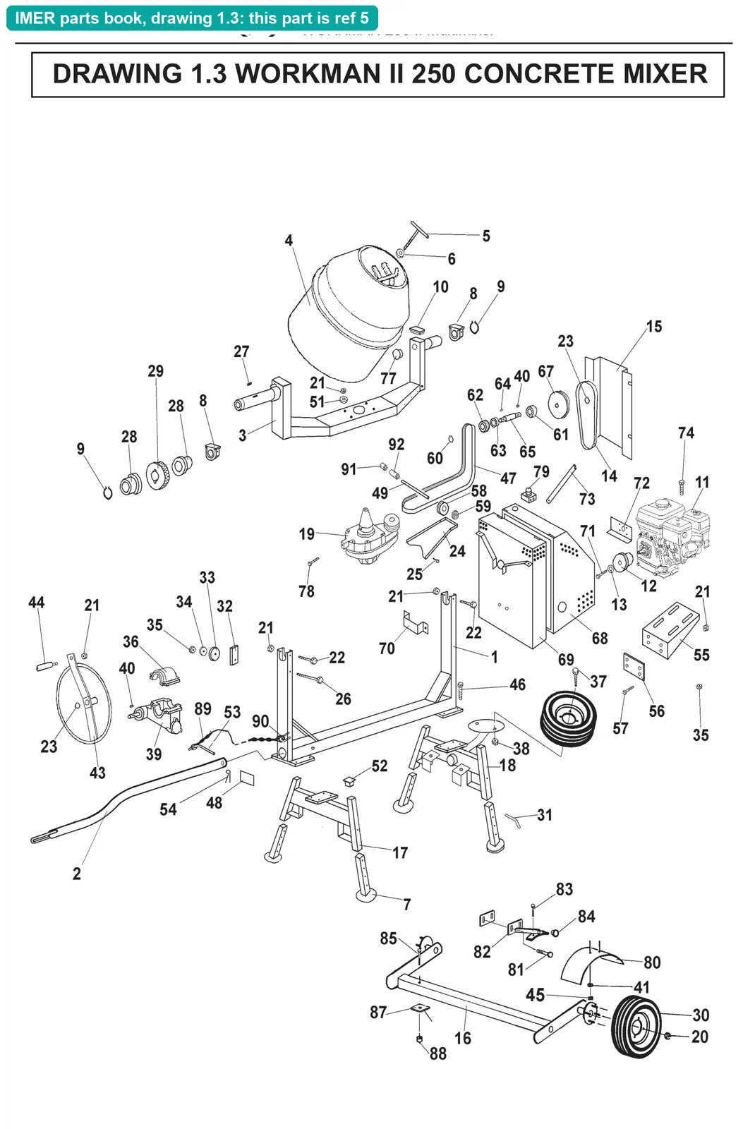 Drum Locking Screw for IMER Mixers (IMER parts book drawing 1.3, ref 5)