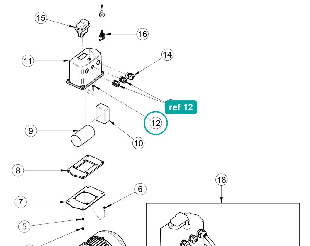 Screw TCB PH 7687 5×20 z (ref 12) highlighted on the IMER Combicut 350 iPower parts diagram, Electric Panel – part 3207152