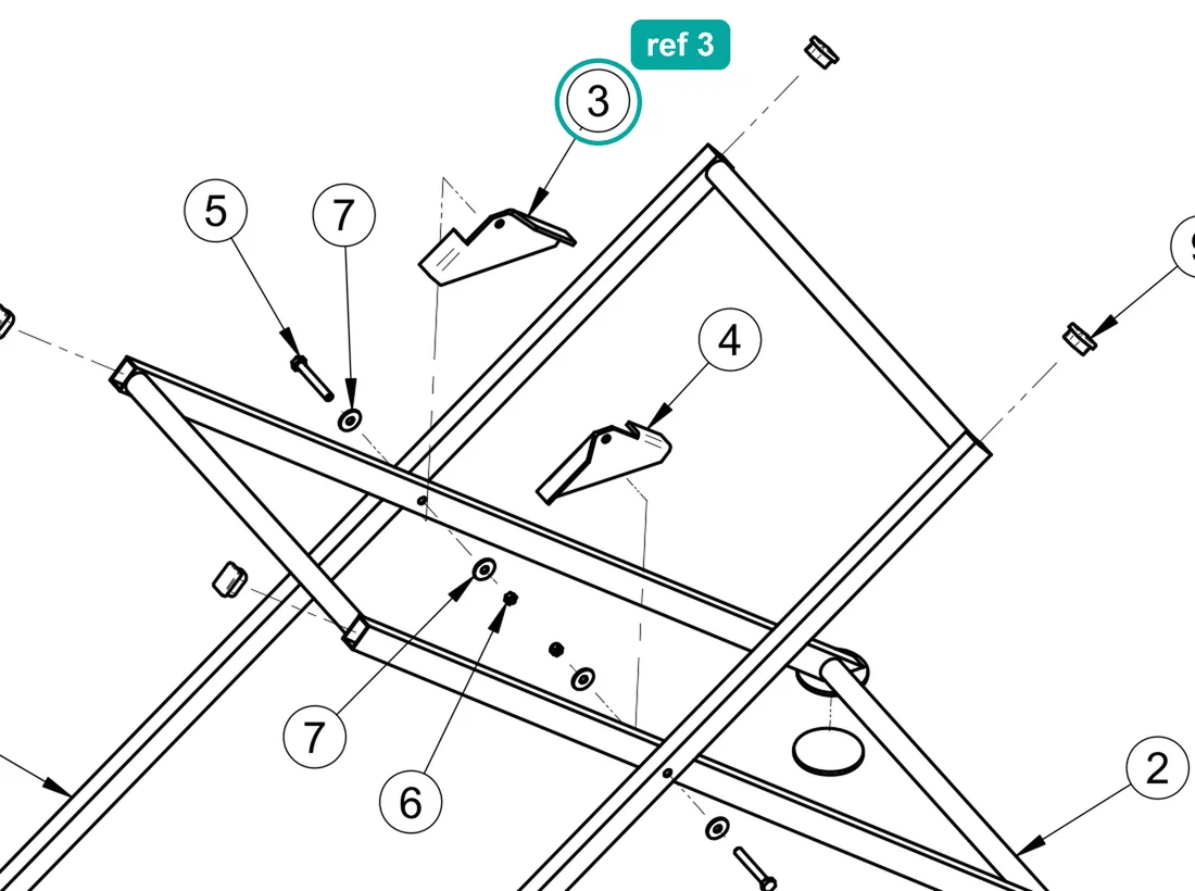 Right rabbet (ref 3) highlighted on the IMER Combicut 250 VA parts diagram, Complete Frame – part 3207193